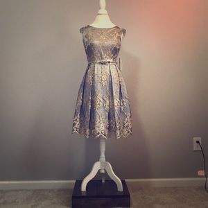 NWT Eliza J Embroidered Mesh Fit and Flare Dress
